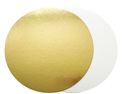 Подложка для торта 1,5 мм, d-24 золото/белое (круглая)