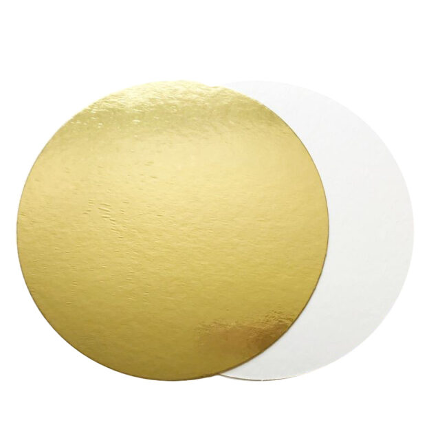 Подложка для торта 1,5 мм, d-24 золото/белое (круглая)