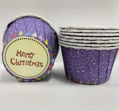 Бумажная форма “Маффин” Merry Christmas фиолетовые