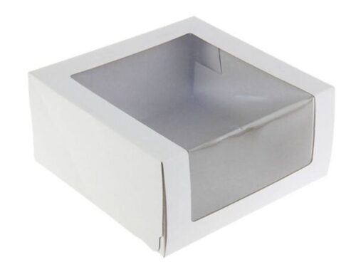 Коробка для торта, белая, с окном 18х18х10 см