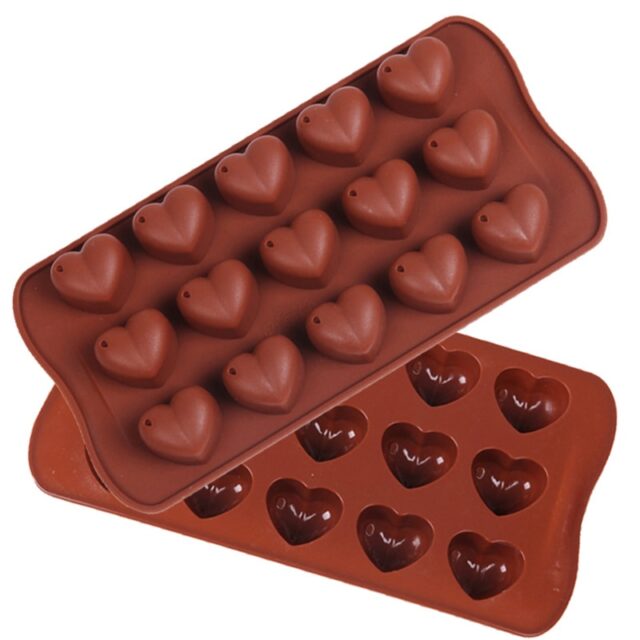Силиконовая форма для шоколада “Сердечки объемные”