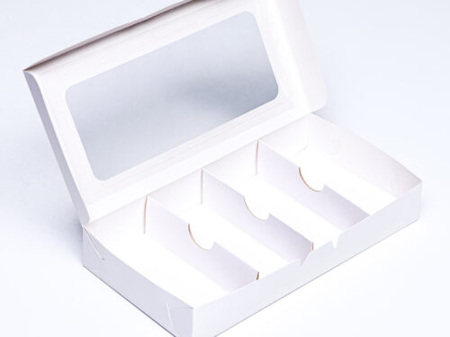 Коробка для макарун, с ложементом, белая 25х13х4 см